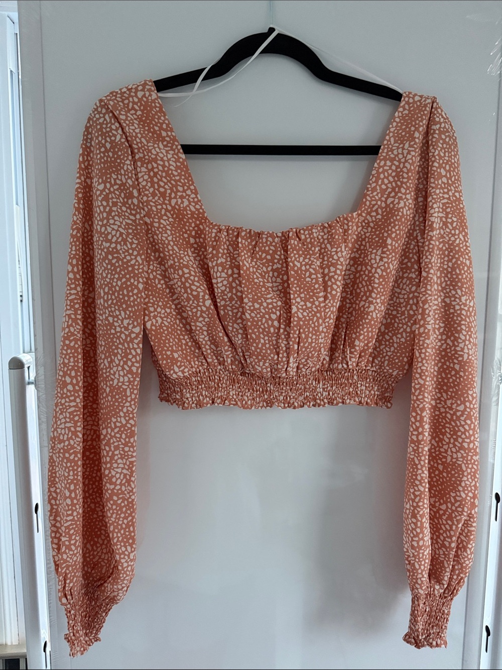 Petal & Pup Rust Floral Square-Neck Smocked Crop Top